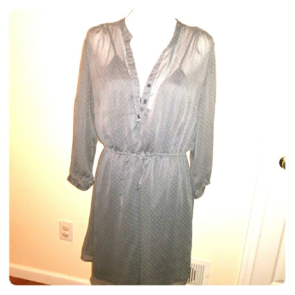 Gray polka dot shirt dress