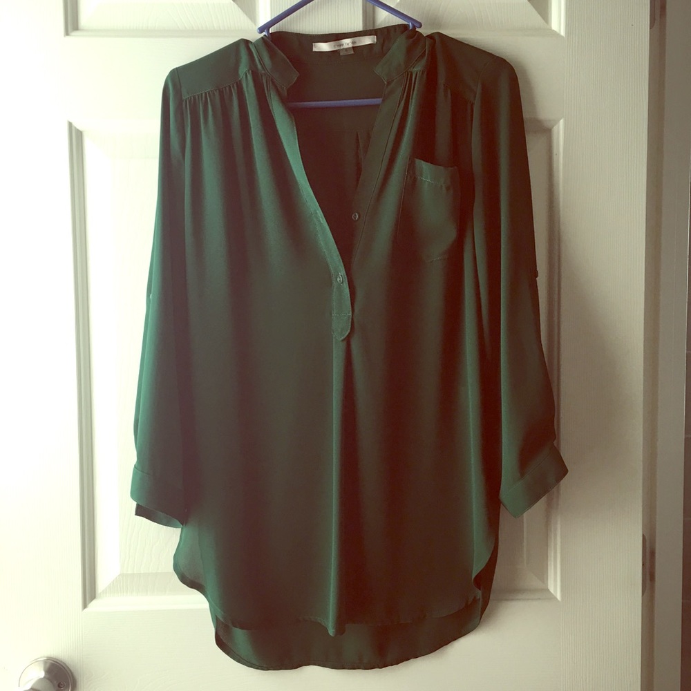 Sheer emerald green blouse
