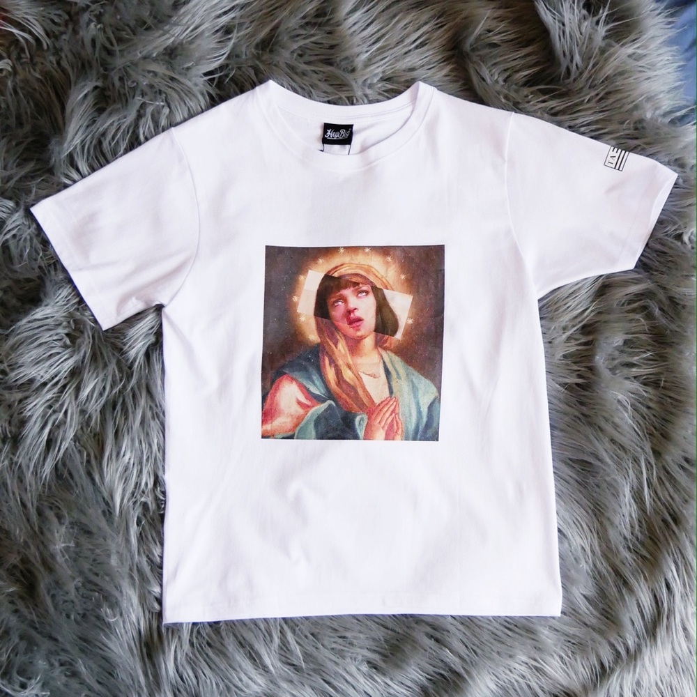 ✖Sold Out✖ Virgin Mary Pulp Fiction Tee White