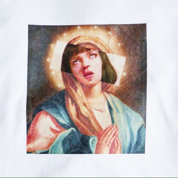 ✖Sold Out✖ Virgin Mary Pulp Fiction Tee White - Picture 2 of 2