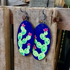 Prickly pear Handpainted Earrings