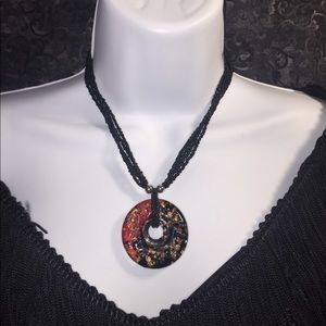Contemporary seed beads necklace pendant