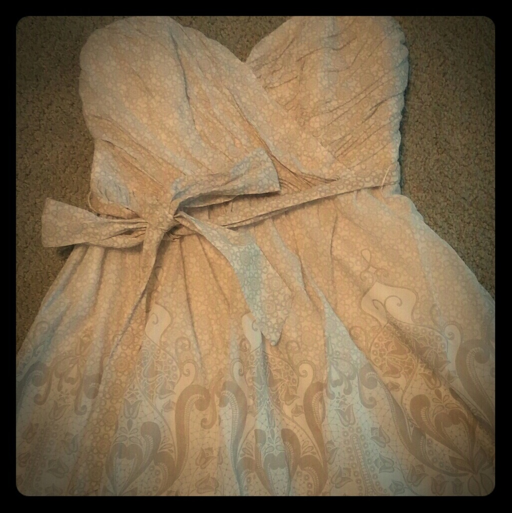 Express Beige Strapless Dress