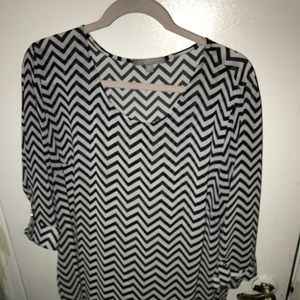 Black and white chevron blouse