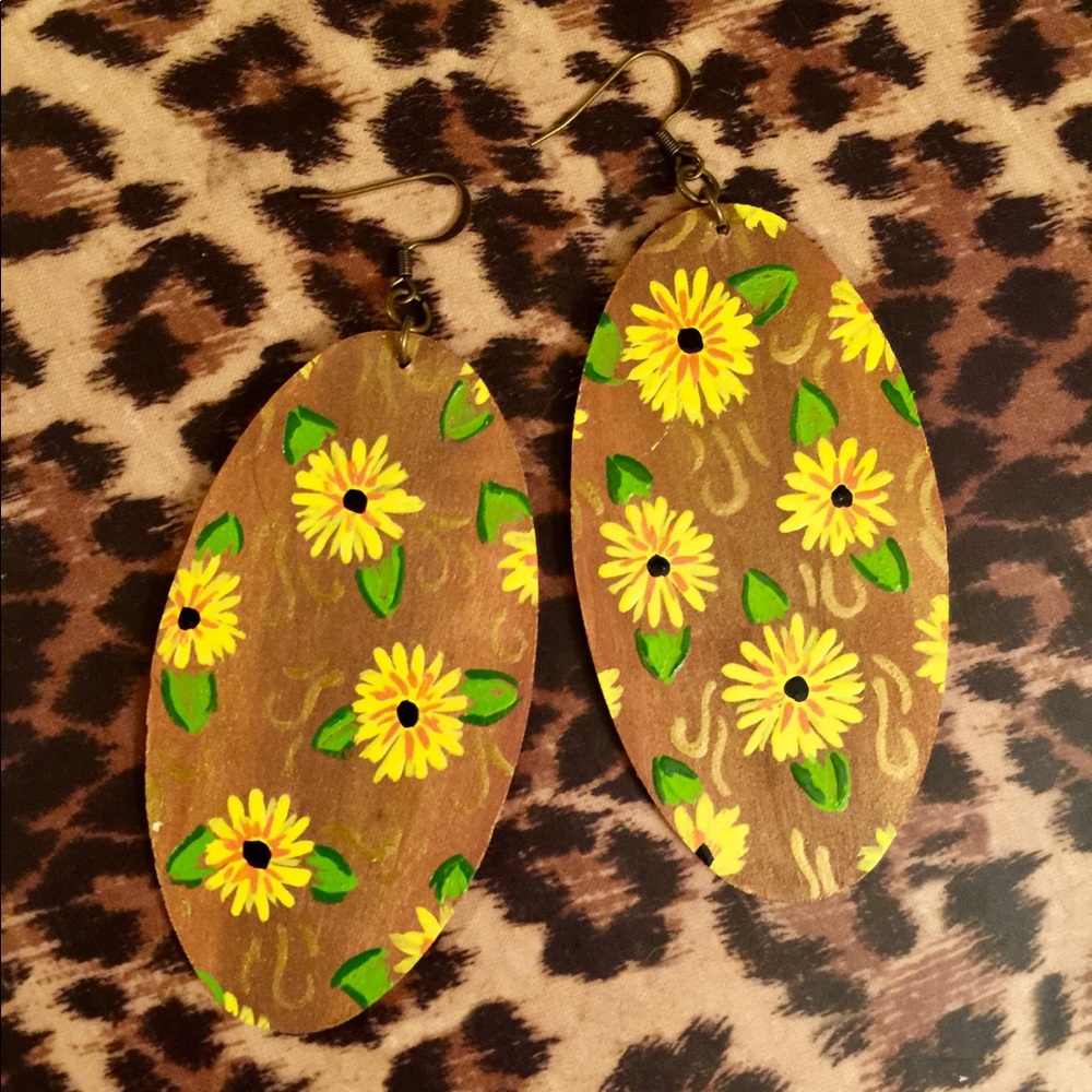 Sunflower Handpainted Earrings
