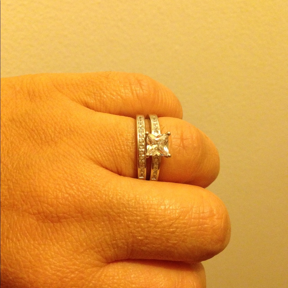 Beautiful Sterling Silver CZ wedding set.