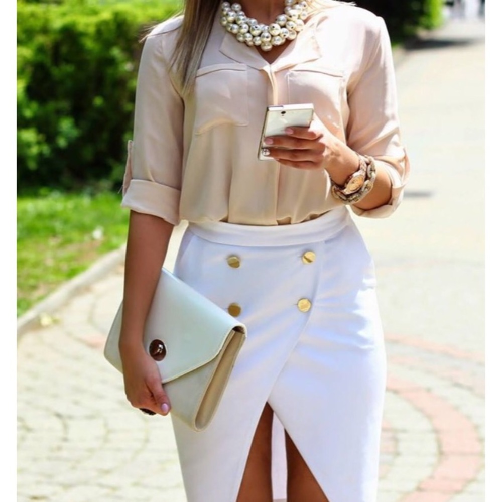 ✨ White Crossover Pencil Skirt ✨