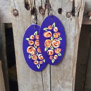 Handpainted Peonies Earrings