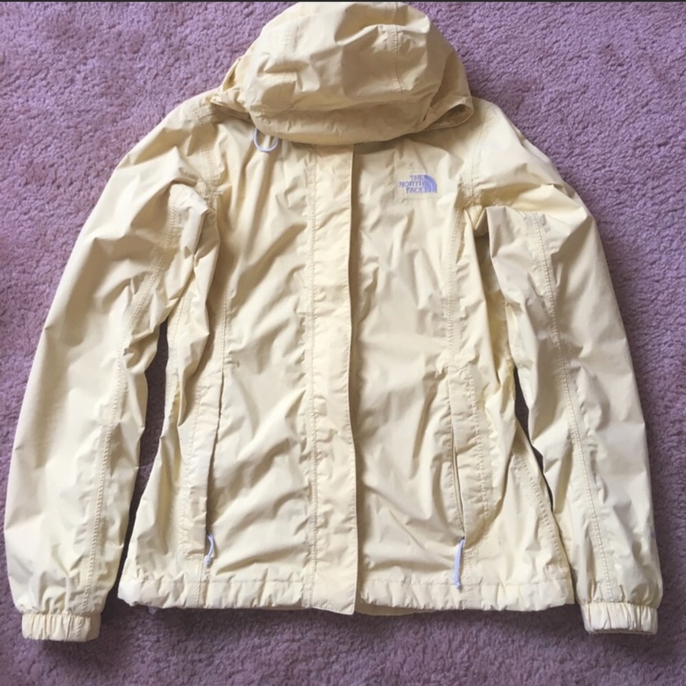 Yellow north face rain jacket