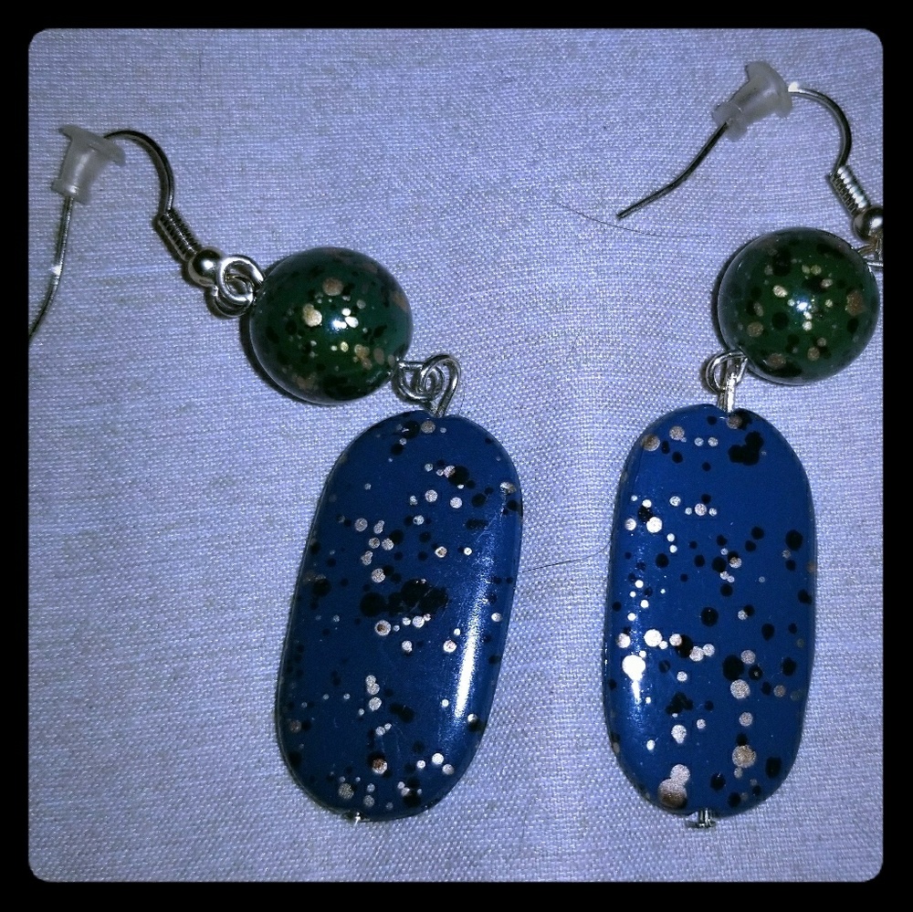 Blue and Gold Earrings