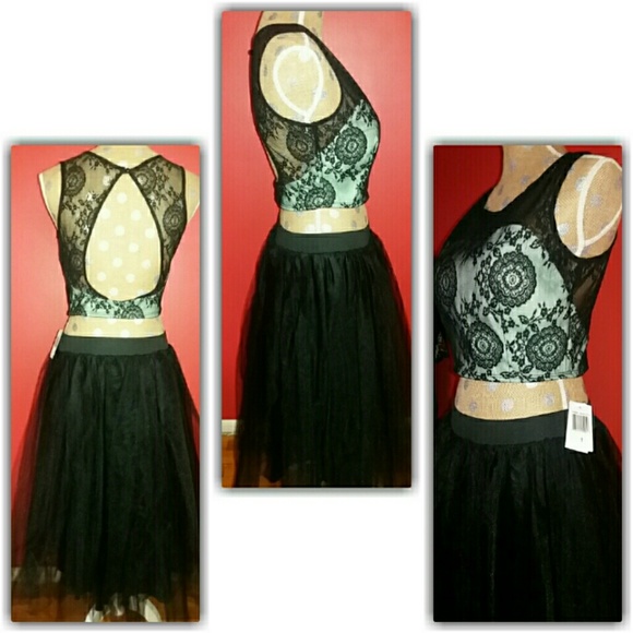NWT Crop Top w/ Matching Tulle Midi Skirt - Picture 2 of 4
