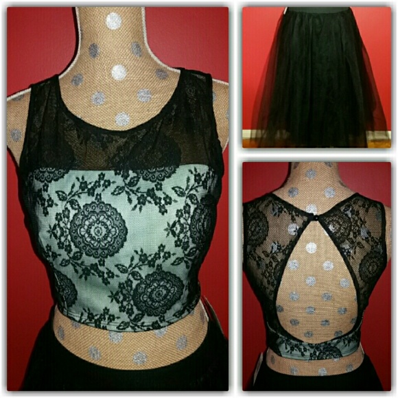 NWT Crop Top w/ Matching Tulle Midi Skirt - Picture 3 of 4