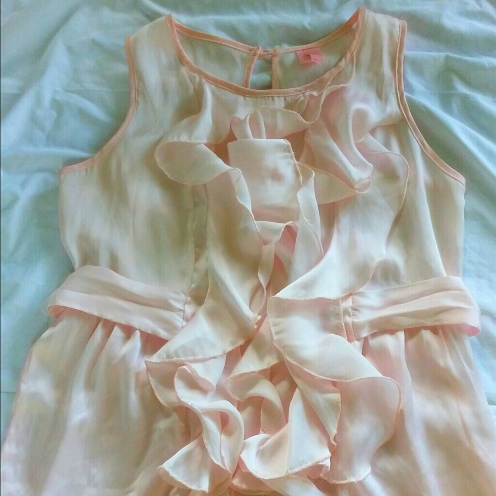 Rue 21 Pink Ruffled Satin Tank
