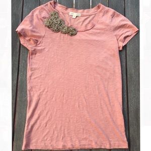 🌻HP!🌻J. CREW T-Shirt w/ Gold Beaded Flowers