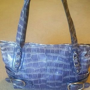 Indigo snakeskin patterened purse
