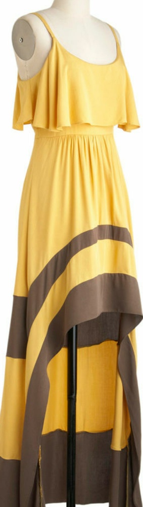 A'reve size m yellow & grey/brown high low dress