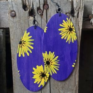 Purple Sunflower Burst Earrings