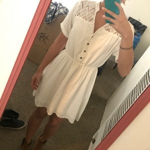 F21 White Lace Flowy Dress