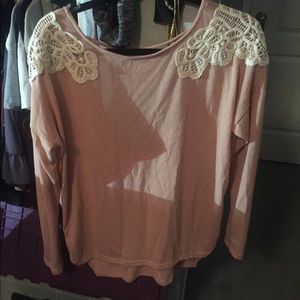 Lightweight lace baby pink sweater