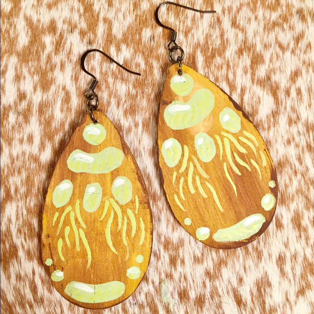 Lime Rustic Handpainted Earrings