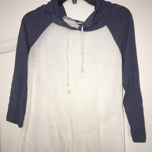 White and blue baseball T