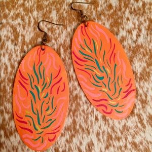 Orange Fiesta Hand Painted Earrings