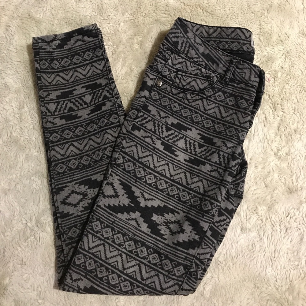 Printed Aztec/geometric Jeans