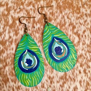 Peacock Handpainted Earrings