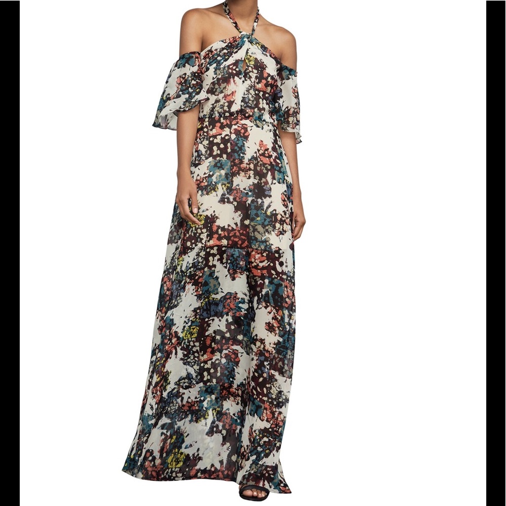 BCBGMAXAZRIA Kelley Off-The-Shoulder Halter Gown