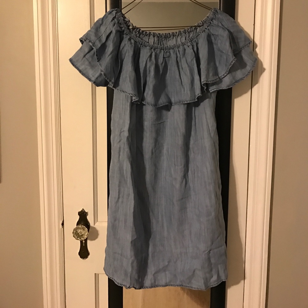 Denim off the shoulder dress