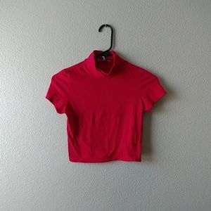 Charlotte Russe Red Turtel Neck Crop Top