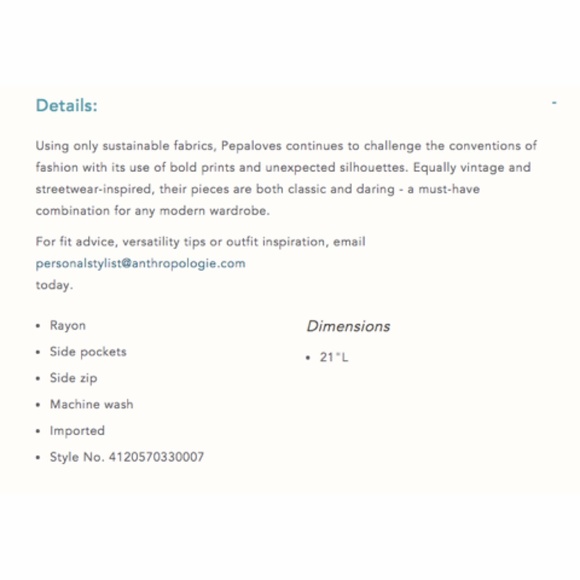 Anthropologie Pepaloves Elisabeth Veggie Skirt HTF - Picture 5 of 5