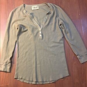 SOLD! Juicy Couture Tan V-Neck Long Sleeve Shirt