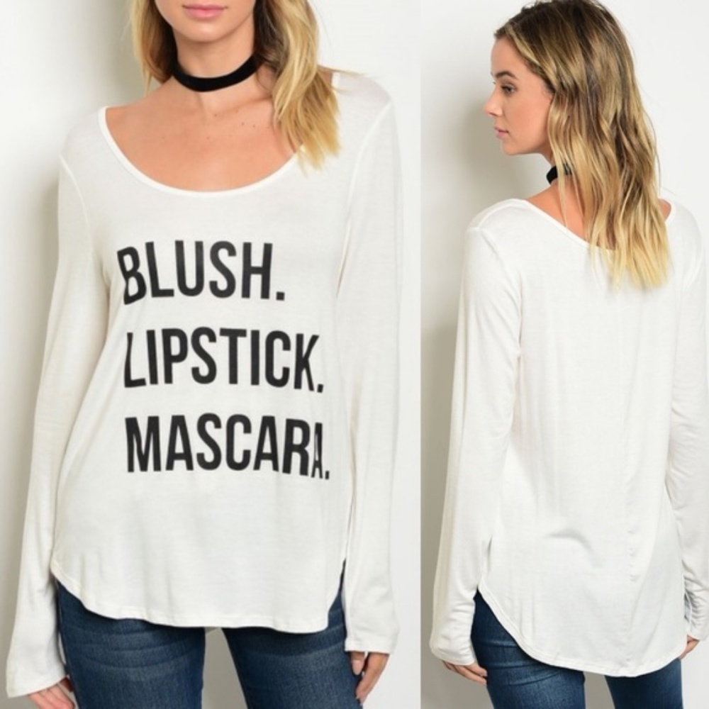 Must GO! Blush Lipstick Mascara Long Sleeve Shirt 💄