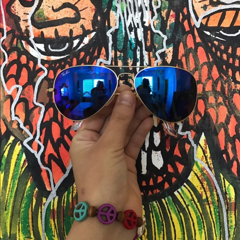 Blue Ray Ban Mirrored Sunglasses