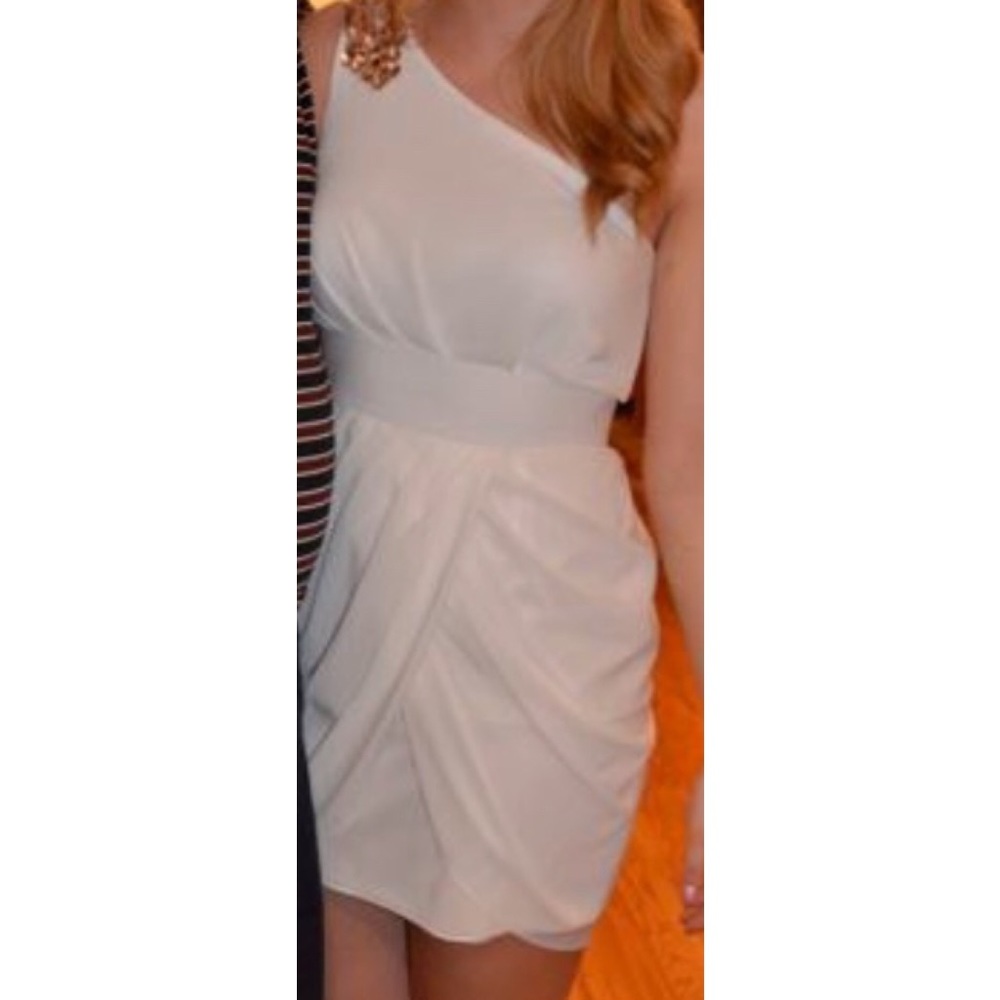 One-Shoulder White Dress with Sequin Detailing - Picture 2 of 4