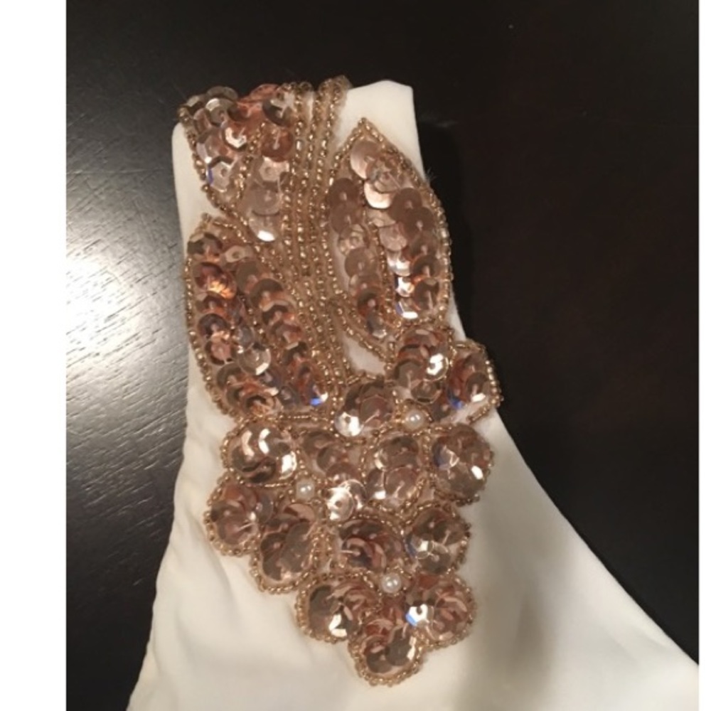 One-Shoulder White Dress with Sequin Detailing - Picture 4 of 4