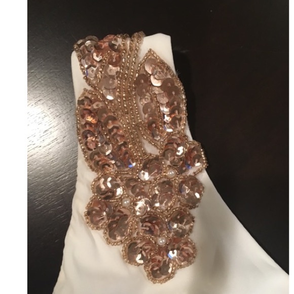 One-Shoulder White Dress with Sequin Detailing - Picture 4 of 4