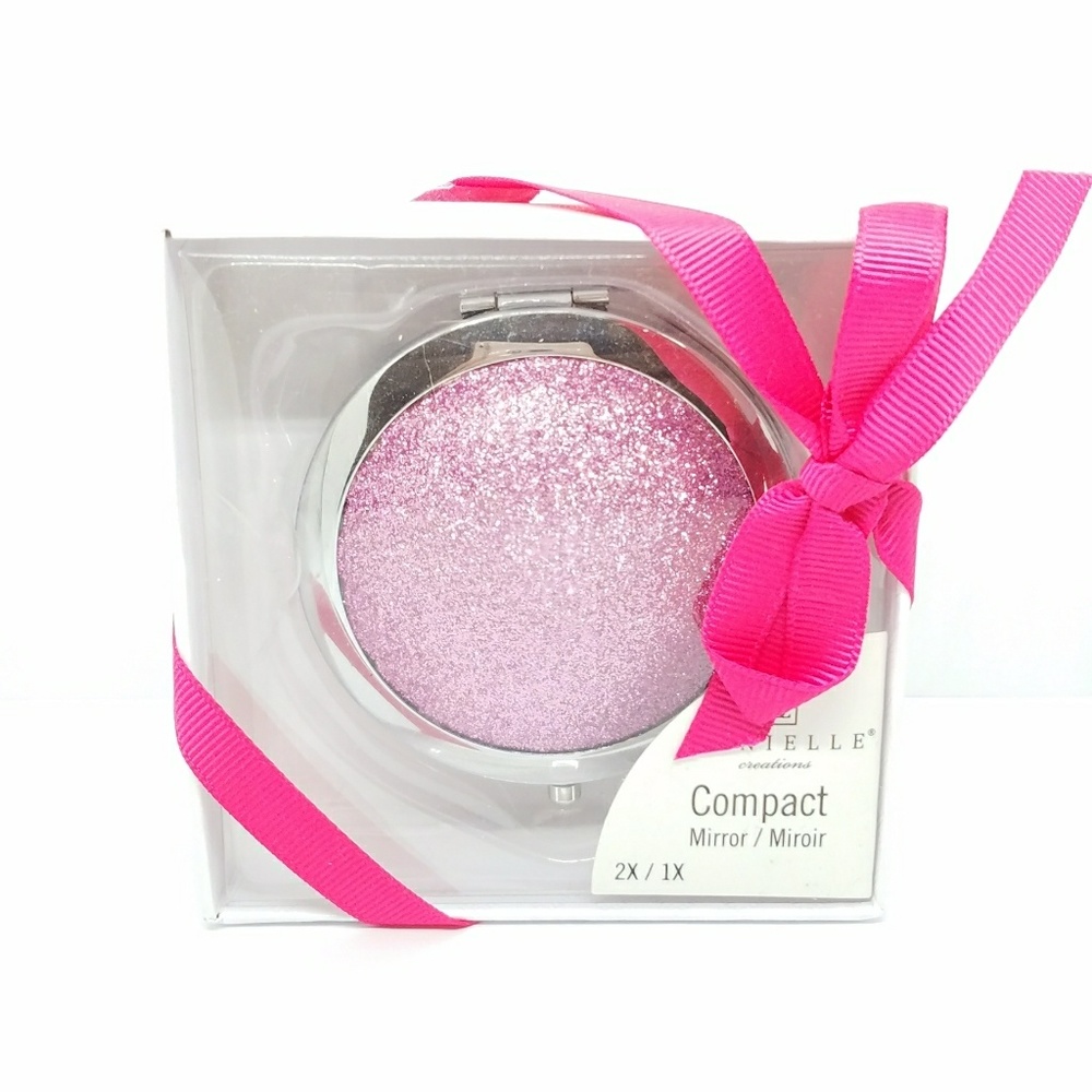 Danielle Creations Pink Glitter Compact Mirror