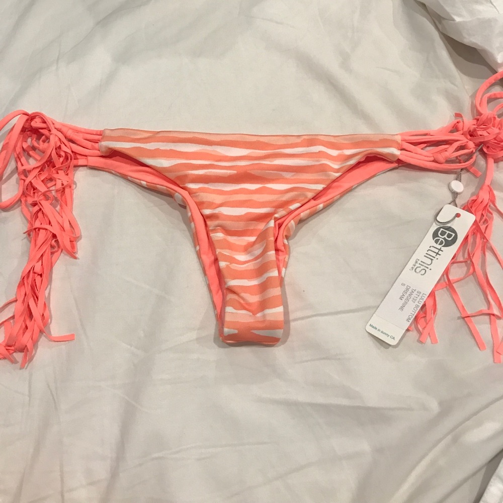 Bettinis orange and white bikini bottom