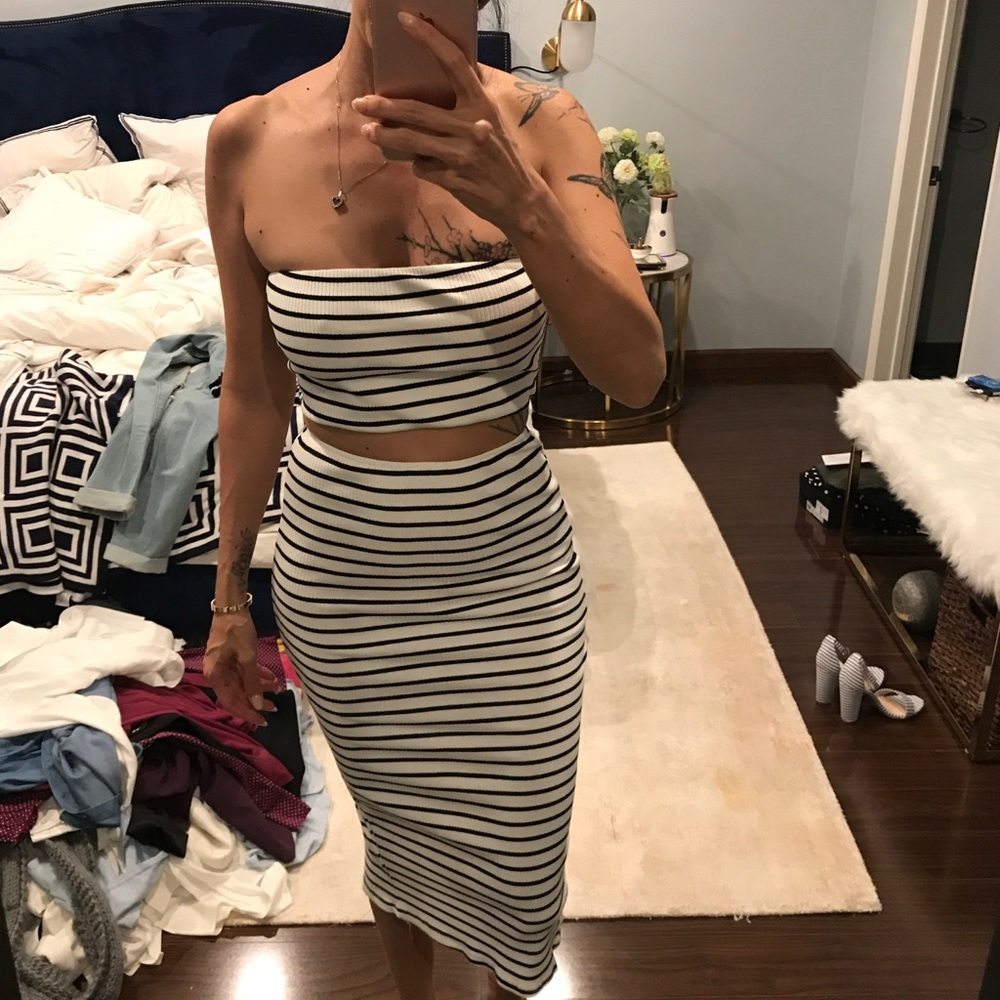 2 piece tube crop top and shirt