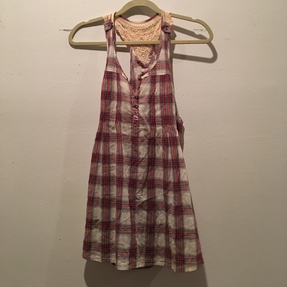 Free People plaid lace tank size 6
