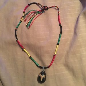 Rasta shark tooth necklace