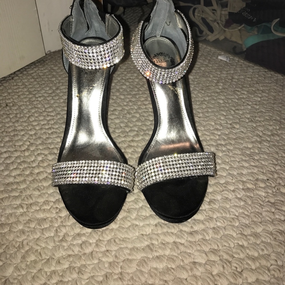 Black rhinestone heels
