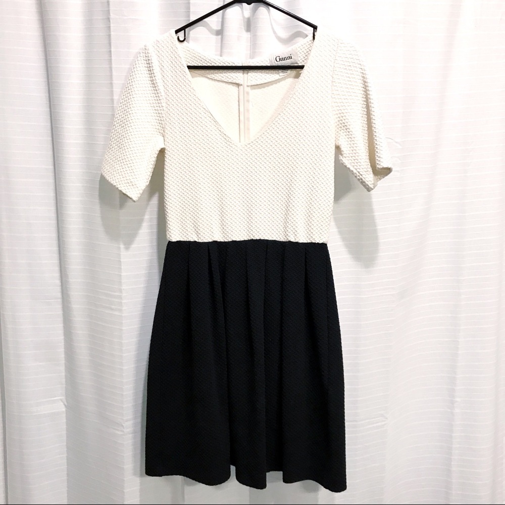 Anthropologie Black & White Sleeved Dress