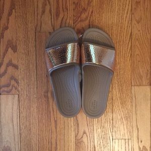 Crocs metallic slides