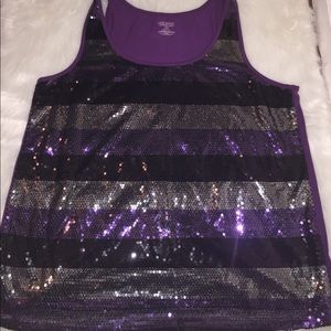 Purple Cotton Sequin Cami