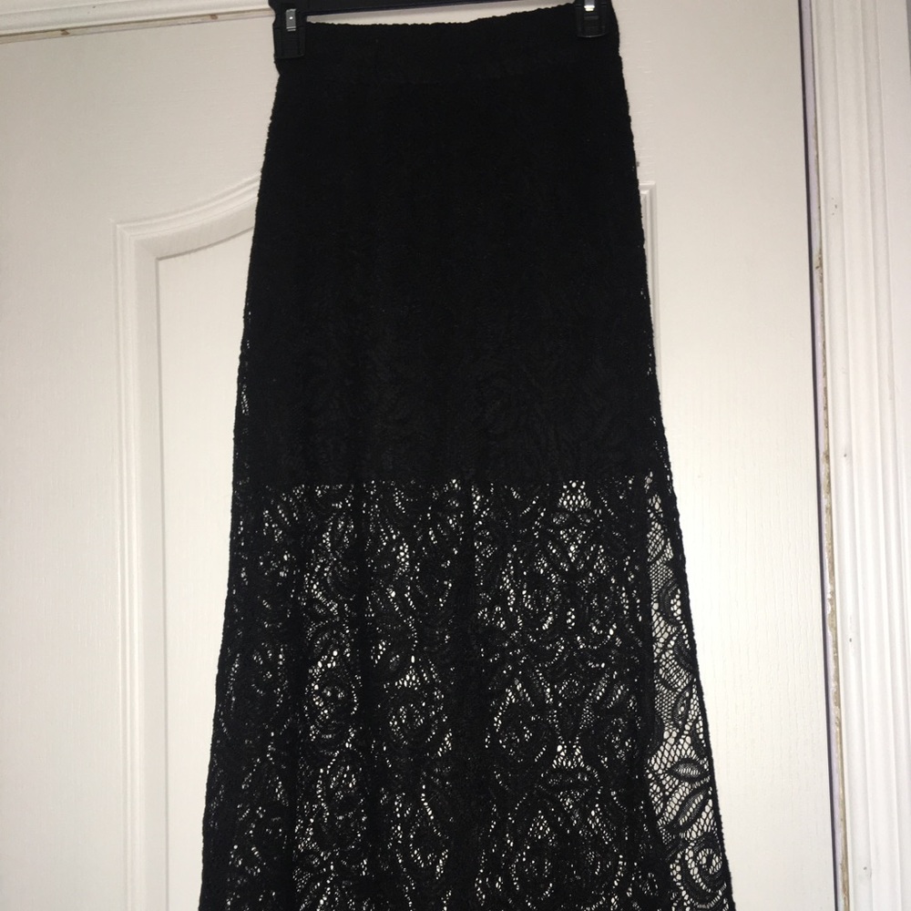 Black lace maxi skirt
