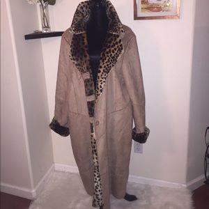 Faux Suede Leopard Coat