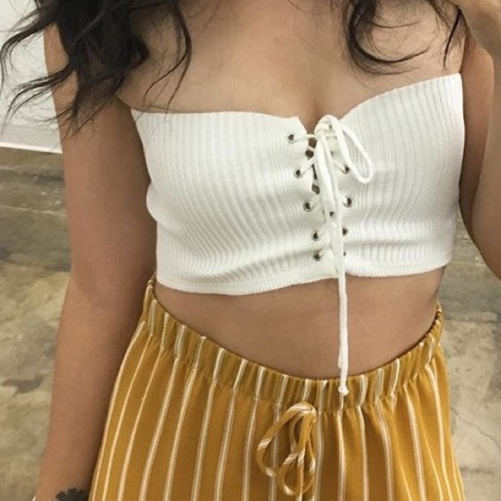 WHITE lace crop top